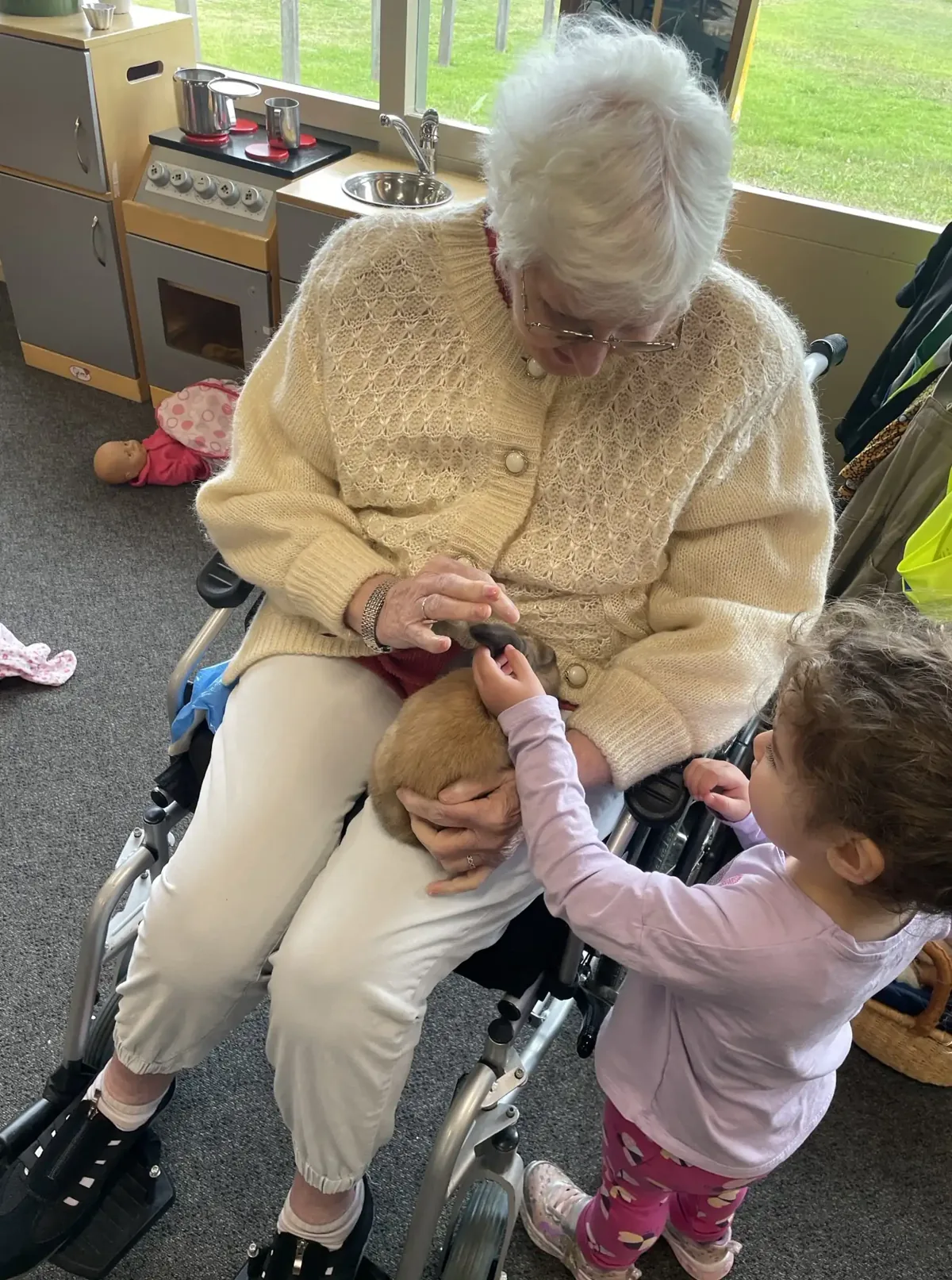 A resident with a member of our care team